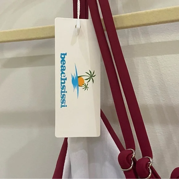 NWT Beachsissi Elegant Burgundy Women's One Piece Swimsuit Size Medium - Picture 4 of 5